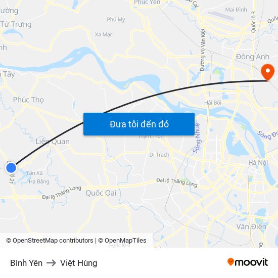 Bình Yên to Việt Hùng map