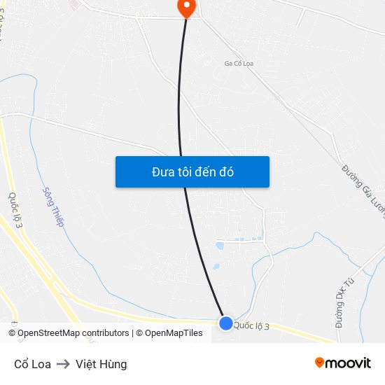 Cổ Loa to Việt Hùng map