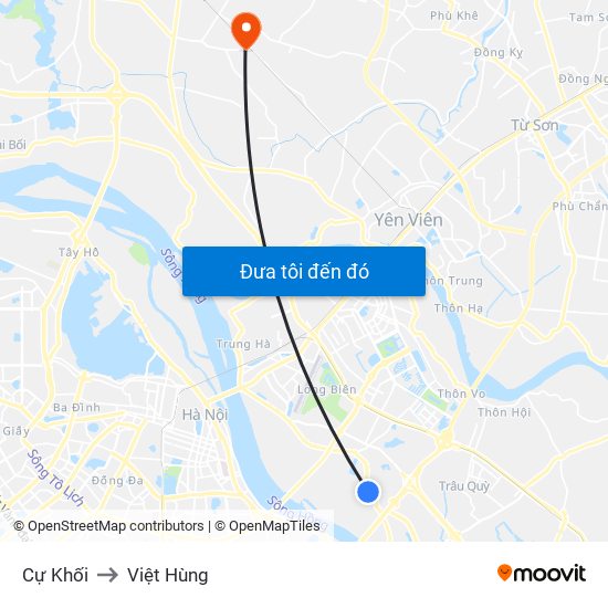 Cự Khối to Việt Hùng map
