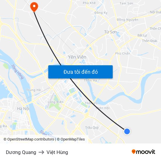 Dương Quang to Việt Hùng map