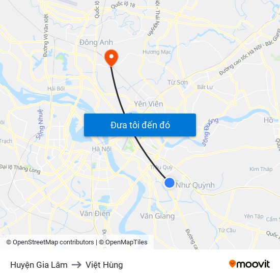 Huyện Gia Lâm to Việt Hùng map