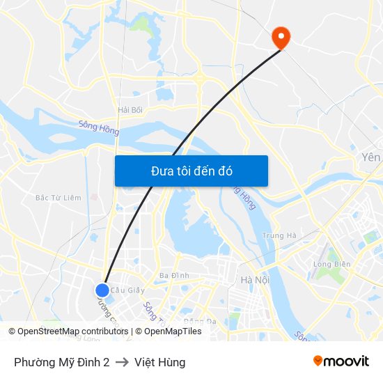 Phường Mỹ Đình 2 to Việt Hùng map