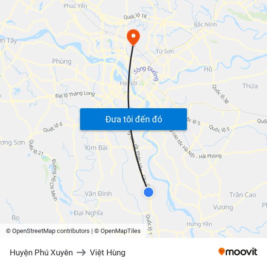 Huyện Phú Xuyên to Việt Hùng map
