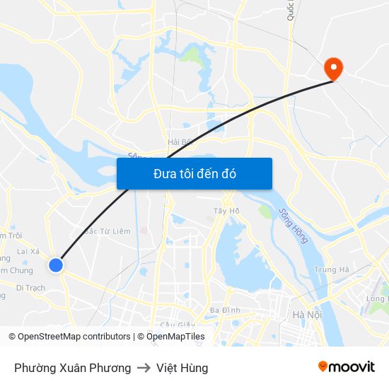 Phường Xuân Phương to Việt Hùng map