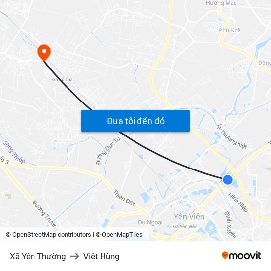 Xã Yên Thường to Việt Hùng map