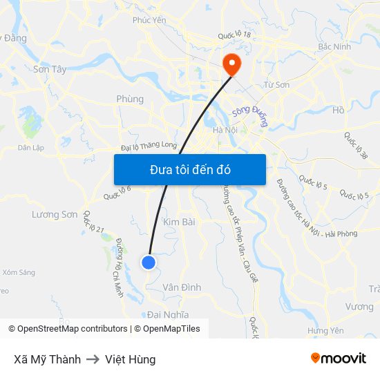 Xã Mỹ Thành to Việt Hùng map