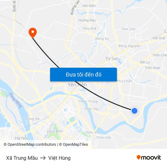 Xã Trung Mầu to Việt Hùng map