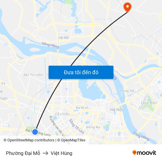 Phường Đại Mỗ to Việt Hùng map