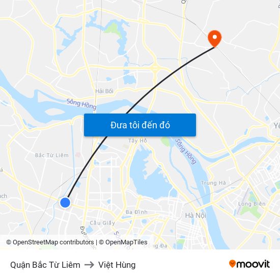 Quận Bắc Từ Liêm to Việt Hùng map