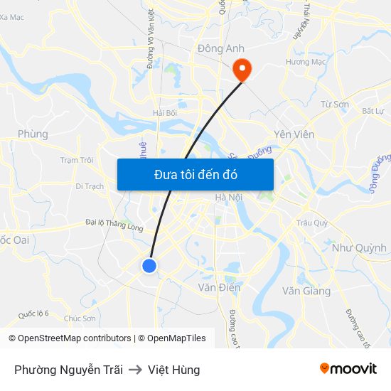 Phường Nguyễn Trãi to Việt Hùng map