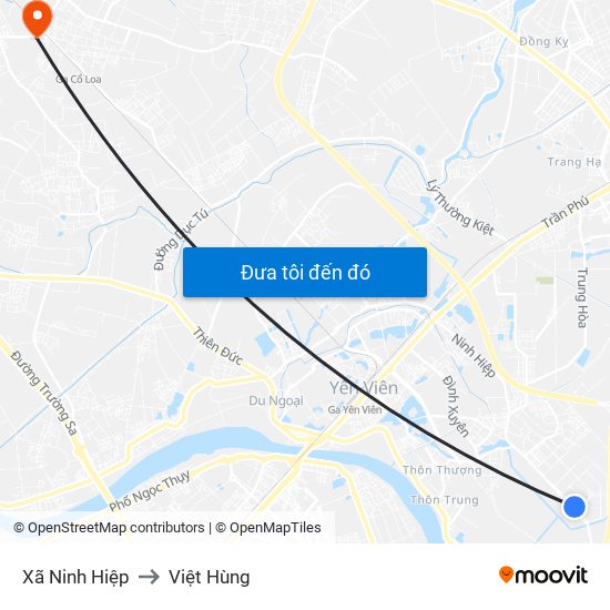 Xã Ninh Hiệp to Việt Hùng map