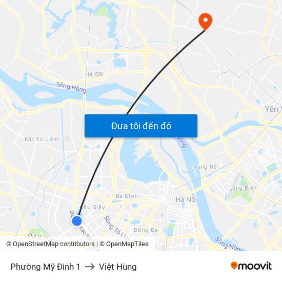 Phường Mỹ Đình 1 to Việt Hùng map