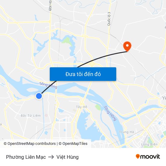 Phường Liên Mạc to Việt Hùng map