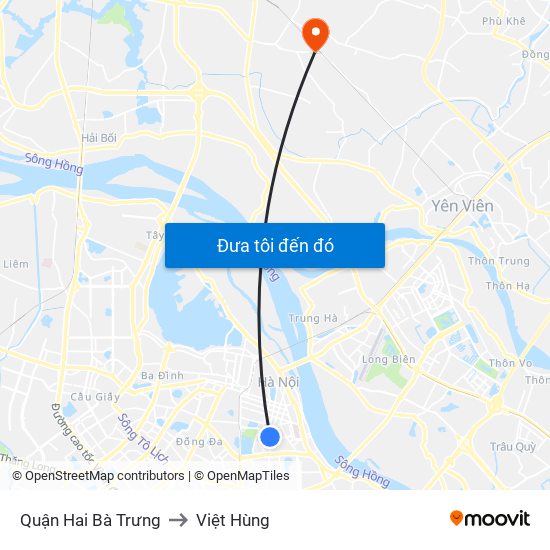 Quận Hai Bà Trưng to Việt Hùng map