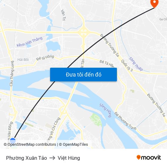 Phường Xuân Tảo to Việt Hùng map