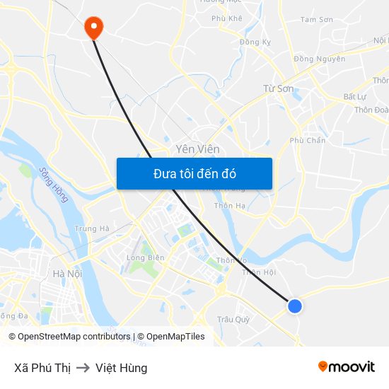 Xã Phú Thị to Việt Hùng map