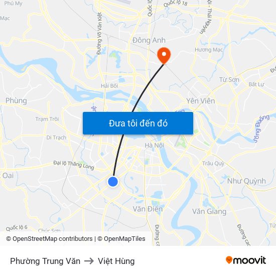 Phường Trung Văn to Việt Hùng map