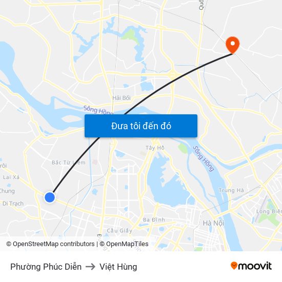 Phường Phúc Diễn to Việt Hùng map