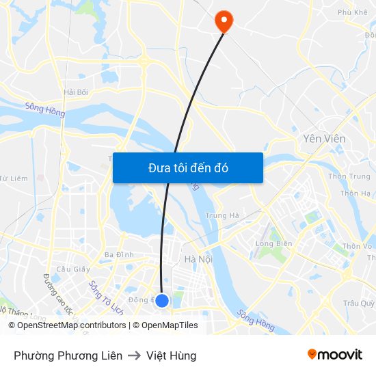 Phường Phương Liên to Việt Hùng map