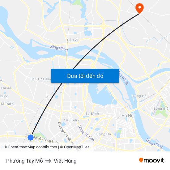 Phường Tây Mỗ to Việt Hùng map