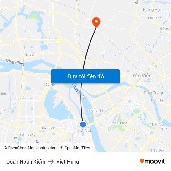 Quận Hoàn Kiếm to Việt Hùng map