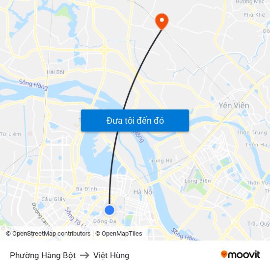 Phường Hàng Bột to Việt Hùng map