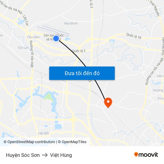 Huyện Sóc Sơn to Việt Hùng map