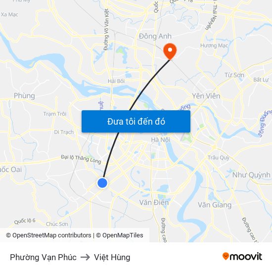 Phường Vạn Phúc to Việt Hùng map