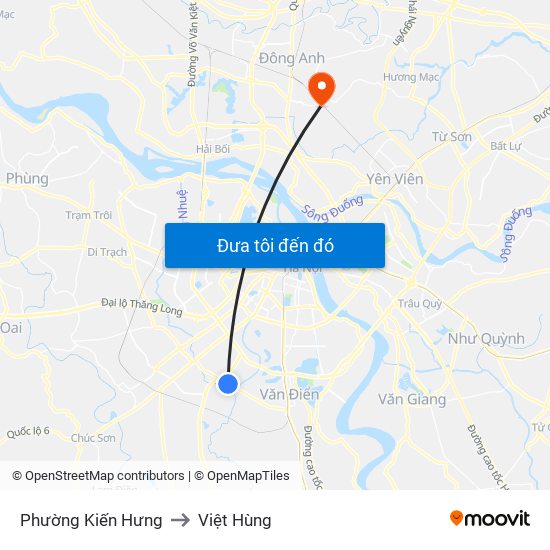 Phường Kiến Hưng to Việt Hùng map