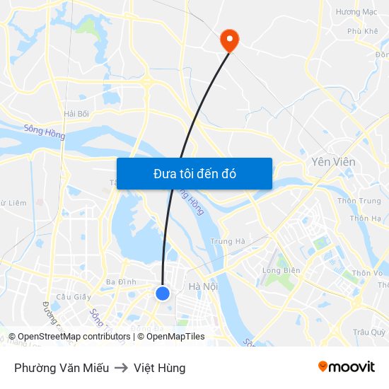 Phường Văn Miếu to Việt Hùng map