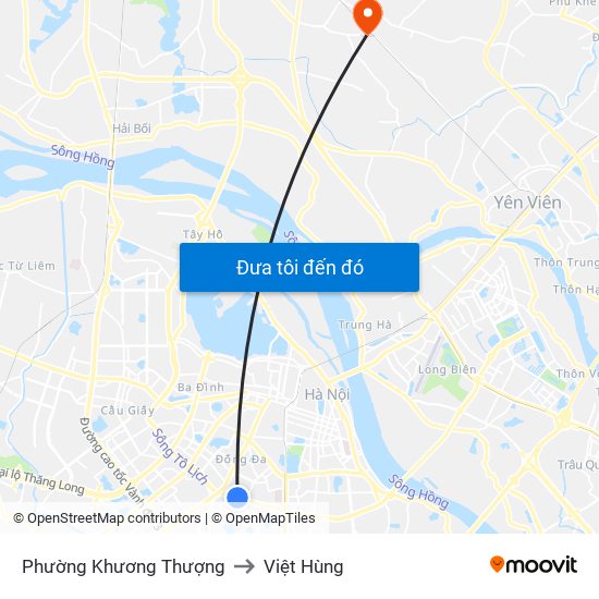 Phường Khương Thượng to Việt Hùng map