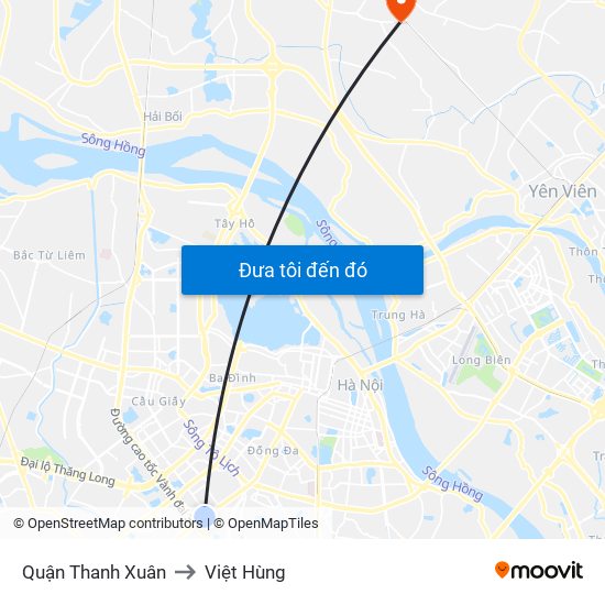 Quận Thanh Xuân to Việt Hùng map