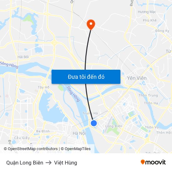Quận Long Biên to Việt Hùng map