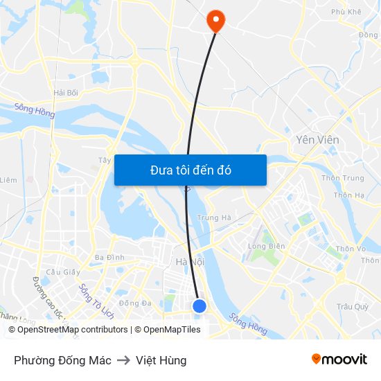 Phường Đống Mác to Việt Hùng map