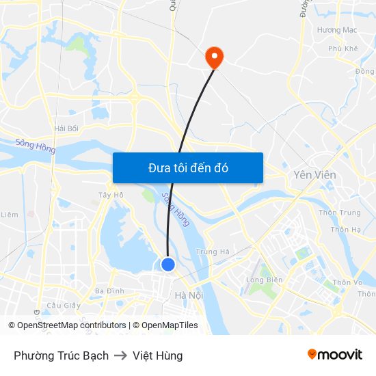 Phường Trúc Bạch to Việt Hùng map