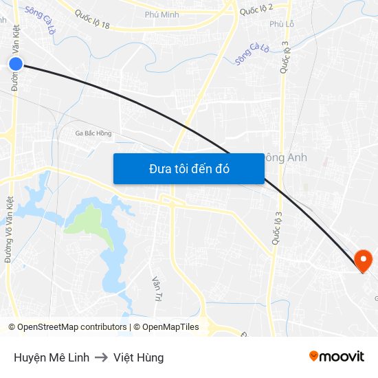 Huyện Mê Linh to Việt Hùng map