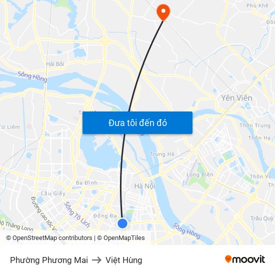 Phường Phương Mai to Việt Hùng map