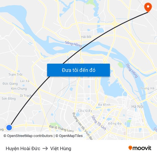Huyện Hoài Đức to Việt Hùng map