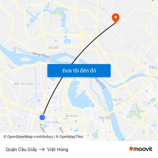 Quận Cầu Giấy to Việt Hùng map