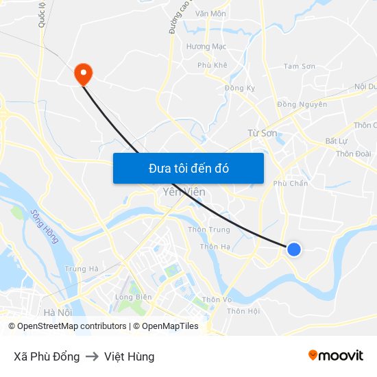 Xã Phù Đổng to Việt Hùng map