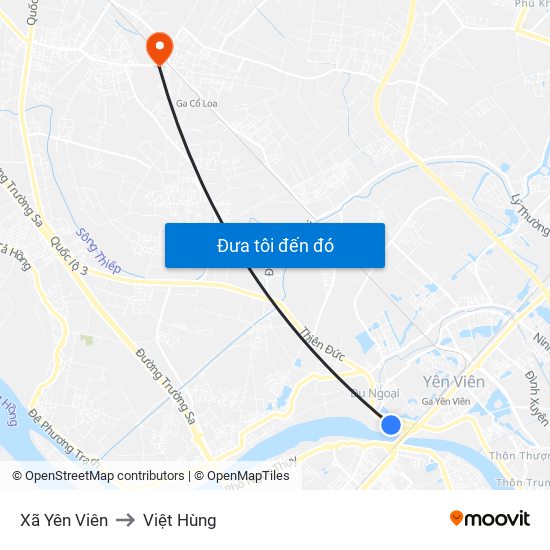 Xã Yên Viên to Việt Hùng map