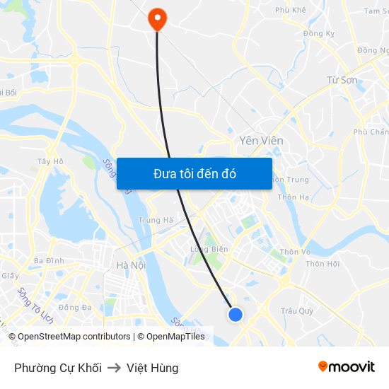 Phường Cự Khối to Việt Hùng map