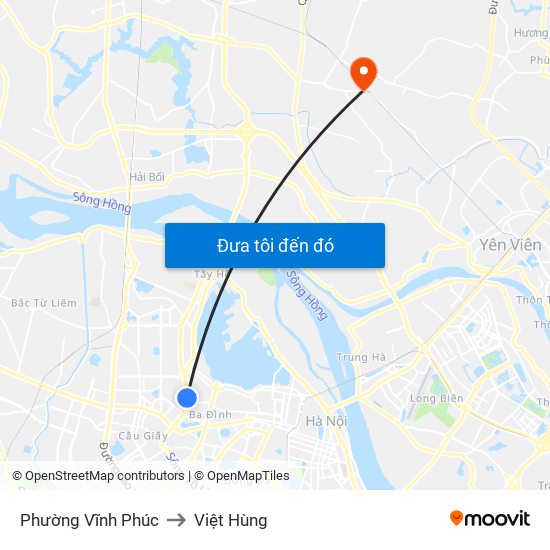 Phường Vĩnh Phúc to Việt Hùng map
