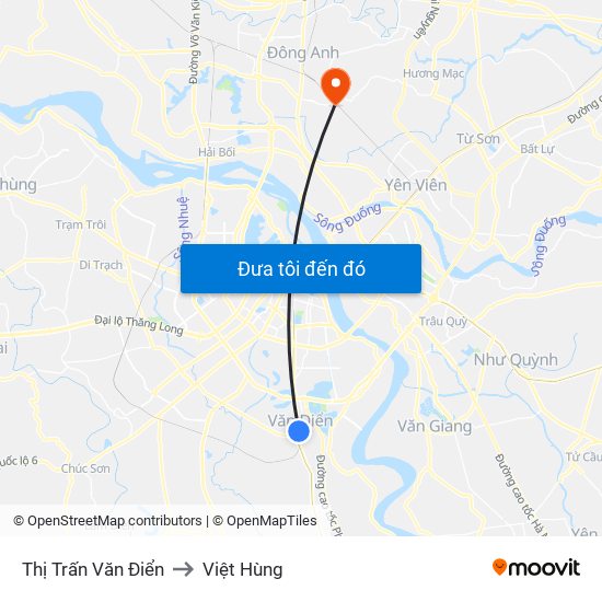 Thị Trấn Văn Điển to Việt Hùng map