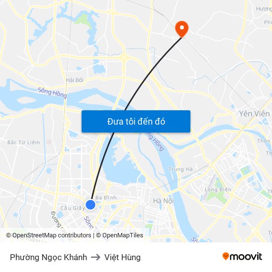 Phường Ngọc Khánh to Việt Hùng map