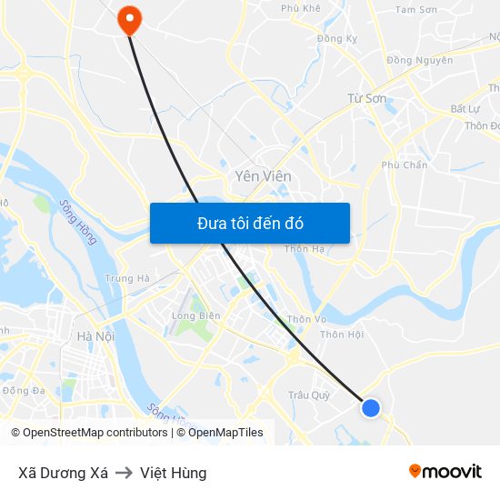 Xã Dương Xá to Việt Hùng map