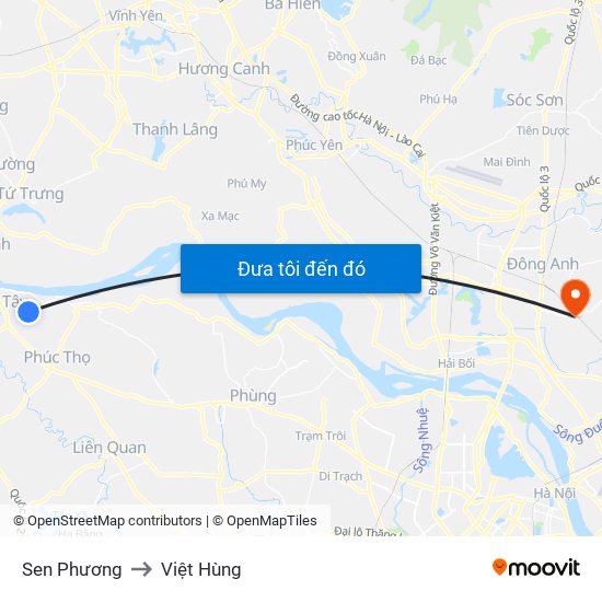 Sen Phương to Việt Hùng map