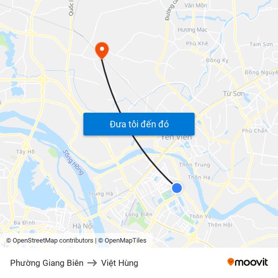 Phường Giang Biên to Việt Hùng map