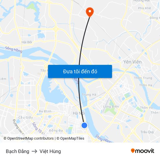 Bạch Đằng to Việt Hùng map