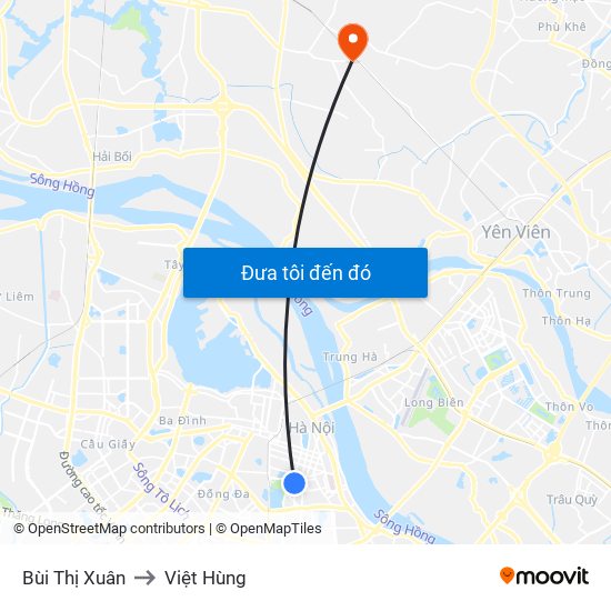Bùi Thị Xuân to Việt Hùng map